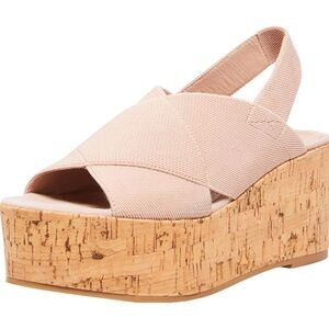 🆕 STEVE MADDEN Caly Cork Platform Wedge Sandals in Nude Womens Size 10 NWT